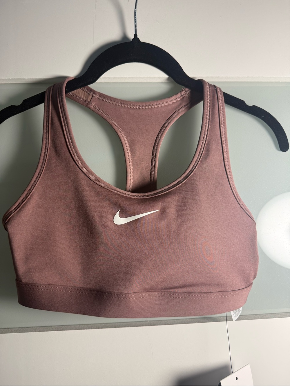 Nike Mauve Racerback Dri-FIT Sports Bra with White Swoosh
